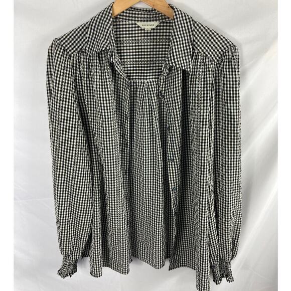 Max Studio Gingham Button Down Shirt Size Large - Picture 1 of 6